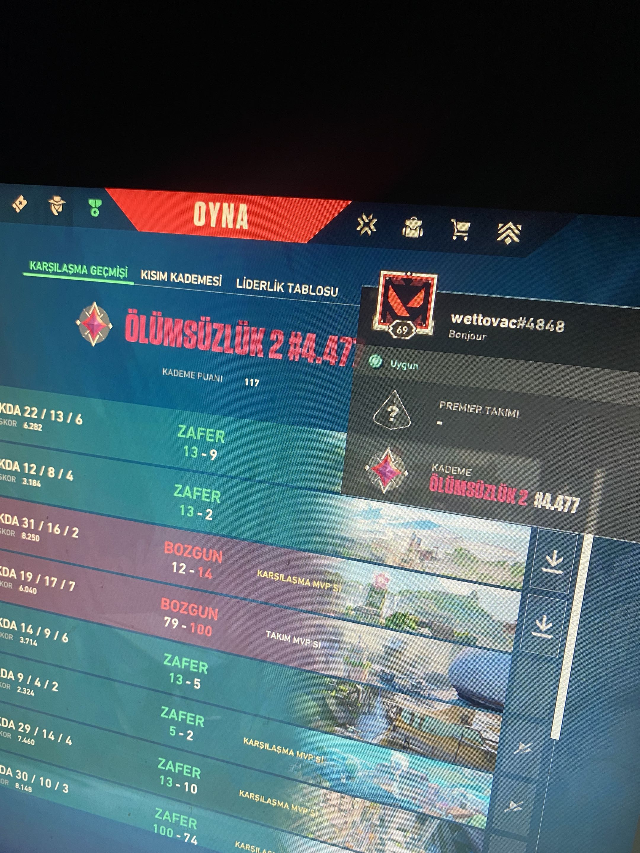 Customer account: Valorant Immortal 2 rank 4477